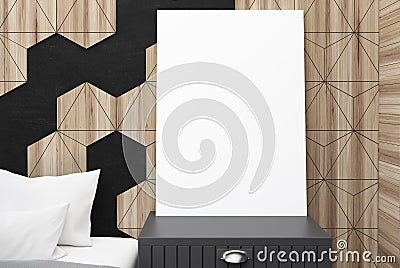 Hexagon bedroom interior, poster close up Stock Photo