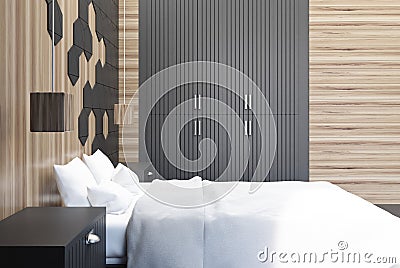 Hexagon bedroom interior side Stock Photo