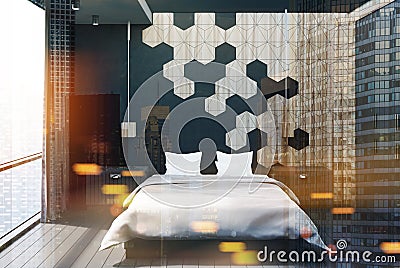 Hexagon bedroom interior toned Stock Photo