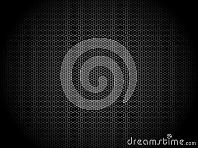 Hexagon dark background. Black honeycomb abstract metal grid pattern technology wallpaper Vector Illustration