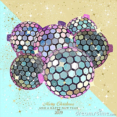Hexagon disco balls in iridescent for the Holiday Season Stock Photo