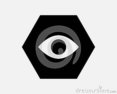 Hexagon Eye Icon Look See Vision Illuminati See Spy Eyeball Sight View Optical Optic Lens Shape Vector Clipart Graphic Sign Symbol Vector Illustration