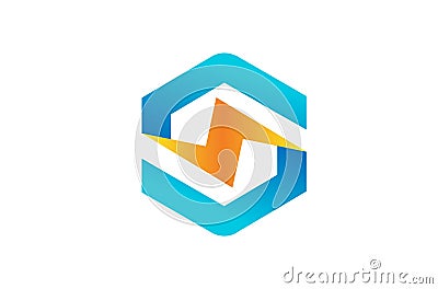 Hexagon Flash Logo Vector Illustration