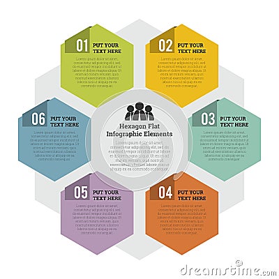 Hexagon Flat Infographic Element Vector Illustration