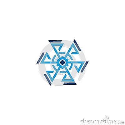 Hexagon gear arrow business logo Vector Illustration