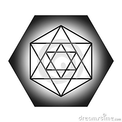 Hexagon geometric figure. Symmetrical vector shape. Line art pattern. Hexagonal abstract form. Vector Illustration