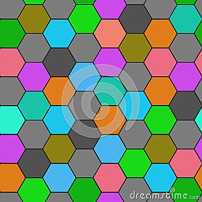 Hexagon grid seamless vector background. Stylized polygons six corners geometric design. Trendy colors hexagon cells pattern for g Stock Photo