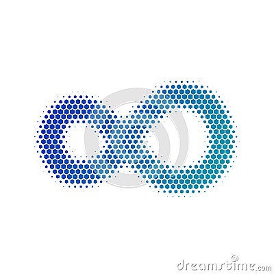 Hexagon Infinity symbol in halftone. Dotted illustration isolated on a white background.Vector illustration Cartoon Illustration