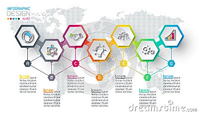 Hexagon inforgraphics art. Vector Illustration