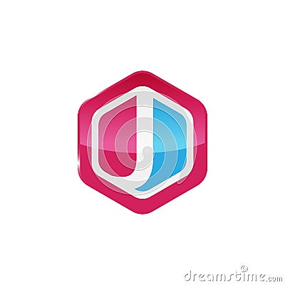 Hexagon letter J logo design Vector Illustration