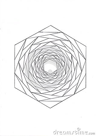 Hexagon made of smaller hexagons Cartoon Illustration
