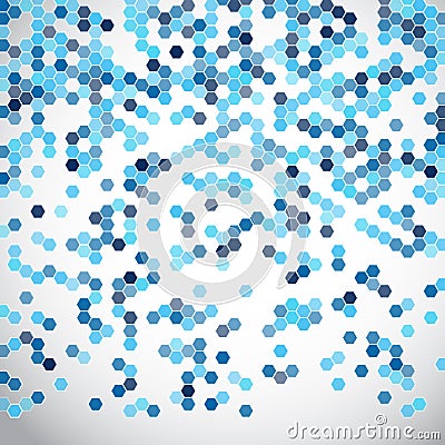 Hexagon pattern background in shades of blue Vector Illustration