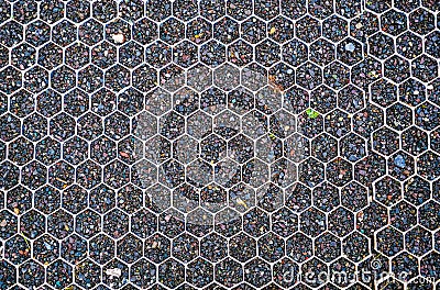 Hexagon pattern filled with pebbles Stock Photo