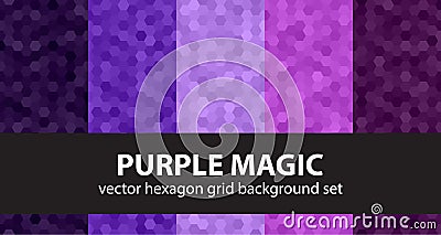 Hexagon pattern set Purple Magic Vector Illustration