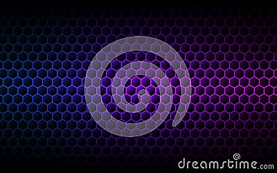 Hexagon purple background. Gradient cells texture. Futuristic color wallpaper. Modern neon design. Abstract geometric Vector Illustration