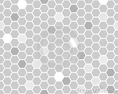 Hexagon seamless pattern. Grayscale random shade honeycomb line repeatable background. Stock Photo