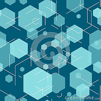 Hexagon seamless tech pattern. Vector illustration Vector Illustration