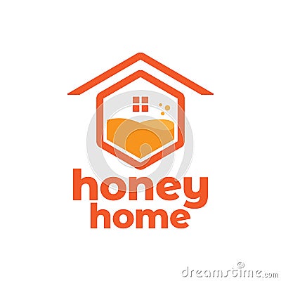 Hexagon shape home with honey abstract logo design, vector graphic symbol icon illustration creative idea Vector Illustration