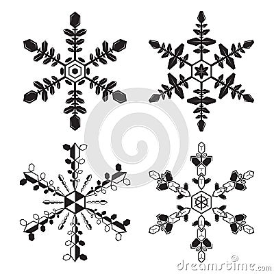 Hexagon Snowflake Vector for Christmas and New Year Decoration Vector Illustration
