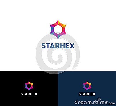 Hexagon Star Colorful Logo Vector Illustration
