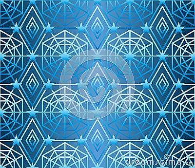 Hexagon star many line blue seamless pattern Vector Illustration