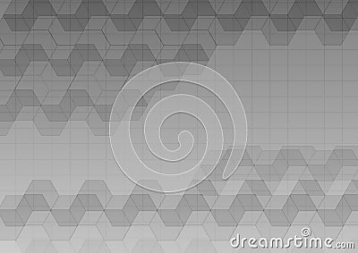 Hexagon and straight line gray abstract background vector Vector Illustration