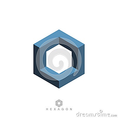 Hexagon symbol, impossible geometric shape Vector Illustration