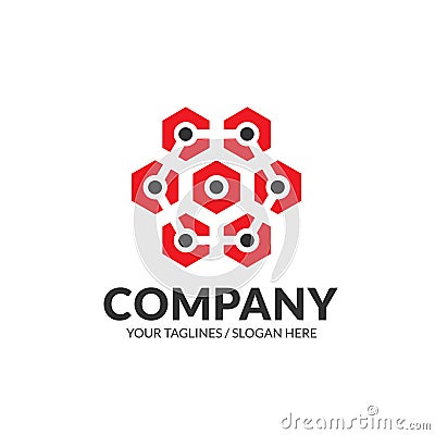 Hexagon tech connect logo concept Vector Illustration