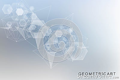 Hexagonal abstract background. Big Data Visualization. Global network connection. Technology hexagons structure or Vector Illustration