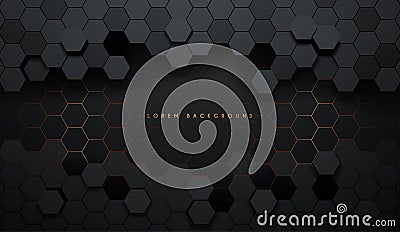 Hexagonal abstract metal background with light Cartoon Illustration