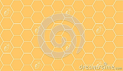 Hexagonal cell grid with beers seamless pattern. Vector Illustration