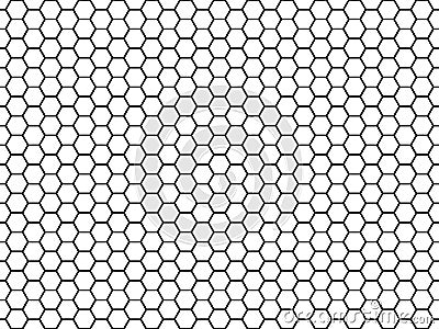 Hexagonal cell texture. Honey hexagon cells, honeyed comb grid texture and honeycombs fabric seamless pattern vector Vector Illustration