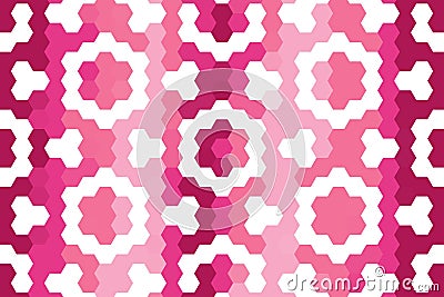 Hexagonal circle pattern in dark pink featuring abstract hexagon rings with gradient effect. Digital texture concep Stock Photo