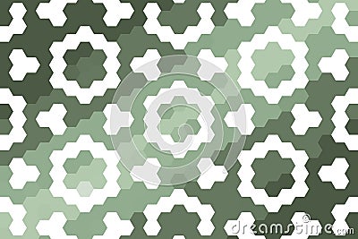 Hexagonal circle pattern in sage green with abstract hexagon rings and smooth gradient effect. Modern geometric concept Stock Photo