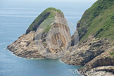 Hexagonal columns of volcanic origin at the Hong Konvvg Global Geopark in Hong Kong, China. Stock Photo