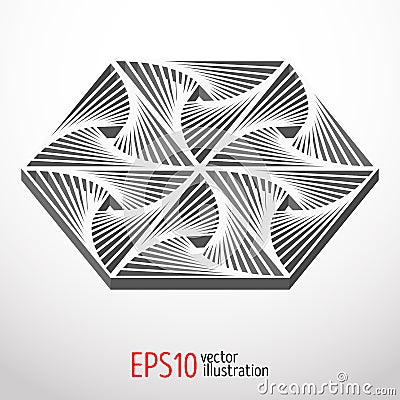 Hexagonal 3d design. Sacral geometry Mystery shape. Vector Illustration