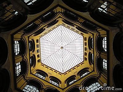 Hexagonal glass ceiling Stock Photo