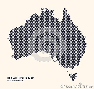 Hexagonal Halftone Design Australia Map Vector Vector Illustration
