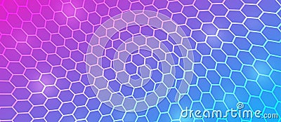 Abstract Curving Hexagonal Mesh in Pink, Blue and Purple Background Stock Photo