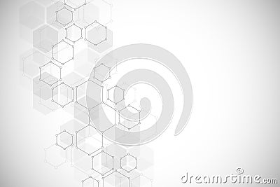 Hexagonal molecular structure for medical, science and digital technology design. Abstract geometric vector background. Vector Illustration