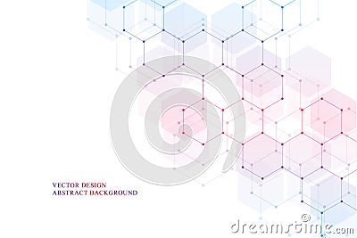 Hexagonal molecular structure for medical, science and digital technology design. Abstract geometric vector background. Vector Illustration