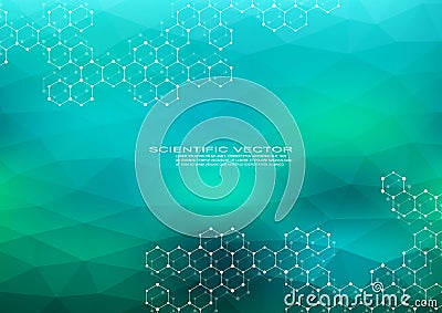 Hexagonal molecule. Molecular structure. Genetic and chemical compounds. Chemistry, medicine, science and technology Vector Illustration