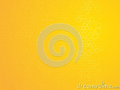 Hexagonal outline abstract yellow background Vector Illustration