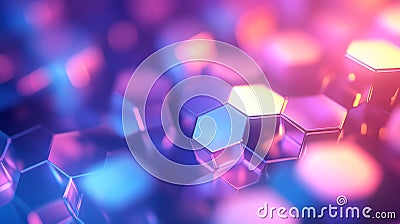 With hexagonal patterns, the iridescent abstract geometric shapes exude a soft glow, forming a shimmering, Generated AI Stock Photo