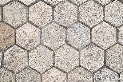 Hexagonal paving slabs gray correct configuration background. structure Stock Photo