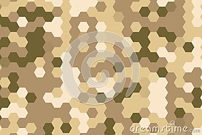 Hexagonal pixelated pattern in brown and beige with a structured digital mosaic effect. Abstract background concept Stock Photo