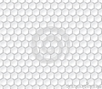 Hexagonal seamless vector pattern. Light gray hexagon with 3d effect Vector Illustration