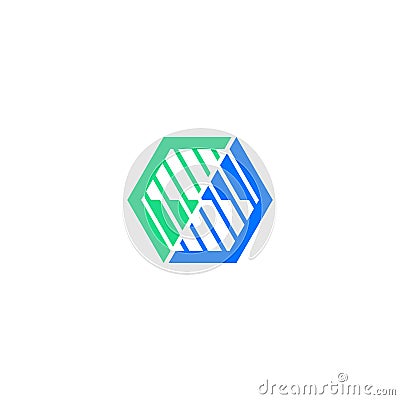 Hexagonal striped logo for biotechnology company Stock Photo