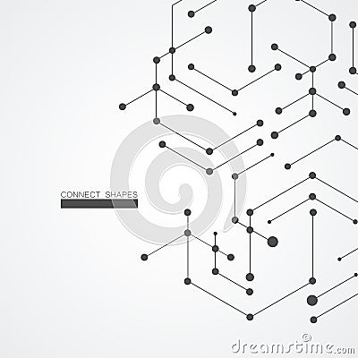 Hexagonal structure molecule design with connected dots and line Vector Illustration