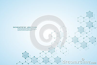 Hexagonal structure molecule dna of neurons system, genetic and chemical compounds, medical or scientific background for Vector Illustration